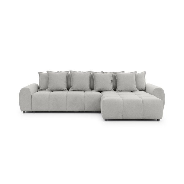 Világosszürke sarokkanapé (jobb oldali-heverő résszel) Albane  – Ropez