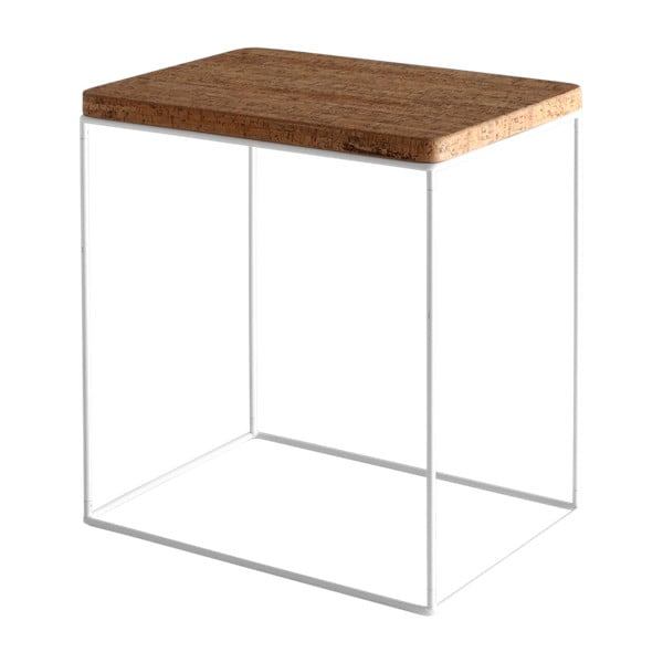 Estimo összecsukható asztal fehér konstrukcióval és parafa lappal, 53 cm széles - Custom Form