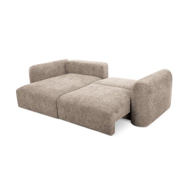 Világosbarna zsenília kinyitható-tárolóhelyes sarokkanapé (bal oldali-heverő résszel) Mele – Makamii-image-2