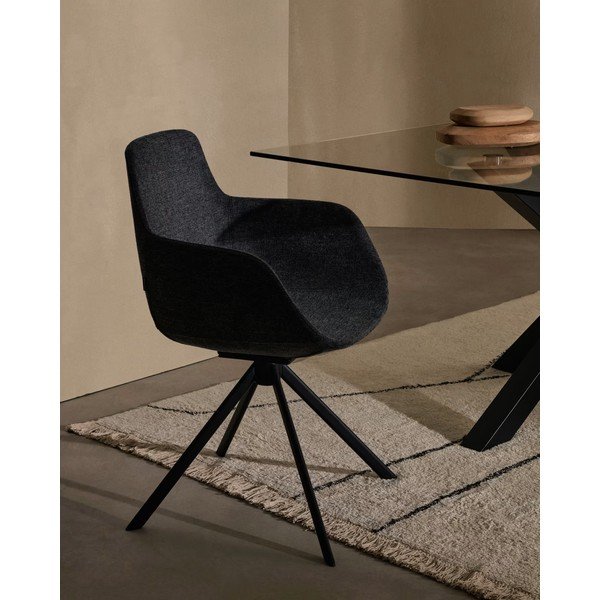 Sötétszürke kárpitozott karfás étkezőfotel szett 2 db-os Tissiana – Kave Home-image-1