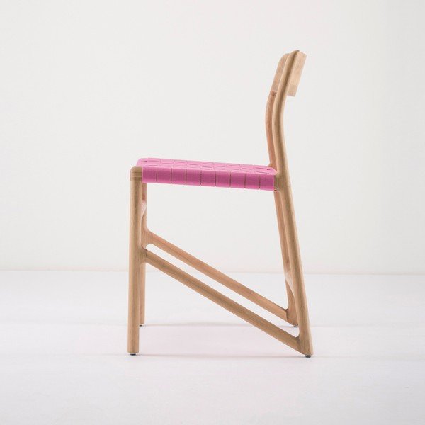 Fawn étkezőszék tömör tölgyfából, rózsaszín ülőrésszel - Gazzda-image-2