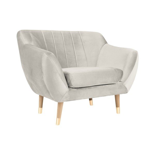 Benito krémszínű bársony fotel - Mazzini Sofas-image-2