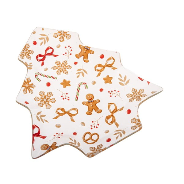 Fehér szervírozó üveg tányér karácsonyi mintával Gingerbread – Dakls