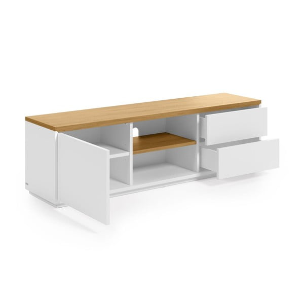 Fehér TV-állvány tölgyfa dekorral 150x44x36 cm Abilen – Kave Home-image-2