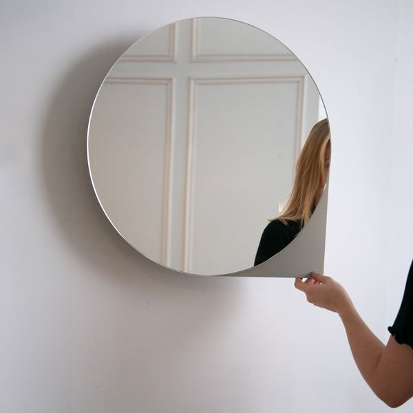 Szürkésbarna fém fali-tükrös fürdőszoba szekrény 55x55 cm Sonnet – Spinder Design-image-2