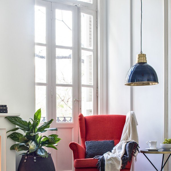 Sötétkék-aranyszínű függőlámpa fém búrával ø 40 cm Sublime – HF Living-image-1