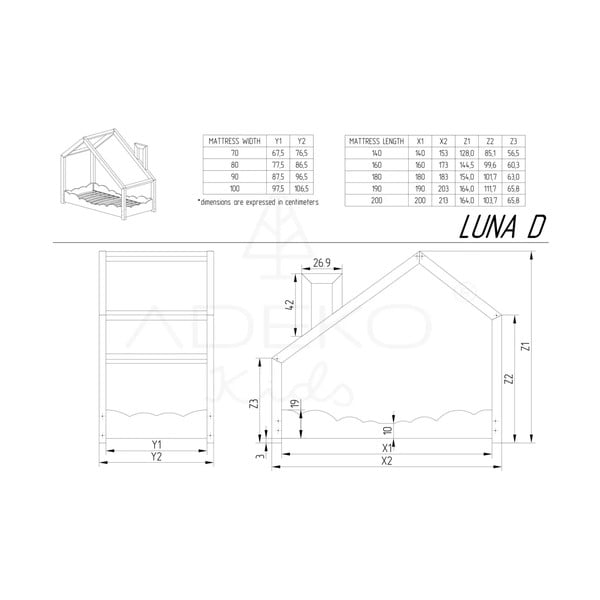 Luna Drom borovi fenyő házikó ágy, 90 x 200 cm - Adeko-image-4