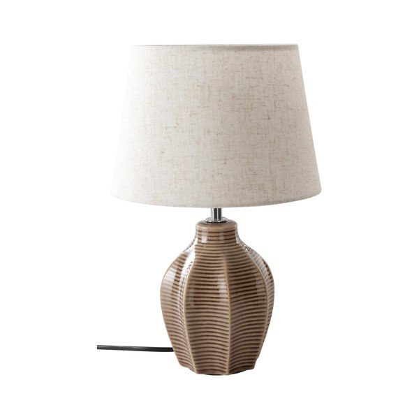 Bézs-sötétbarna kerámia asztali lámpa (magasság 34 cm) Wera – Jotex