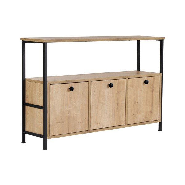 Világos natúr színű konzolasztal tölgyfa dekorral 29,5x120 cm Solace – Kalune Design-image-2