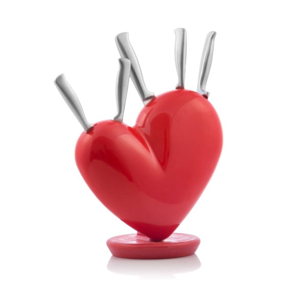 5 részes rozsdamentes késkészlet szív alakú tartóval - InnovaGoods