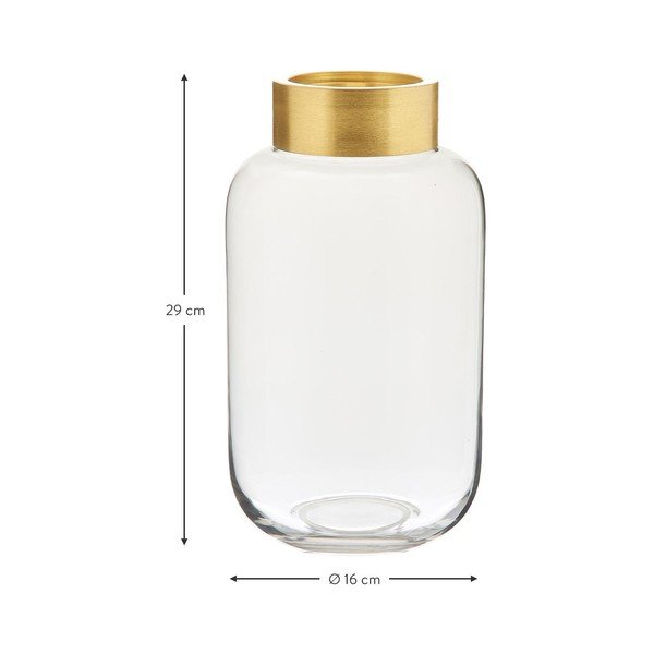 Lori üveg váza aranyszínű fém részlettel, magasság 29 cm - Westwing Collection-image-4