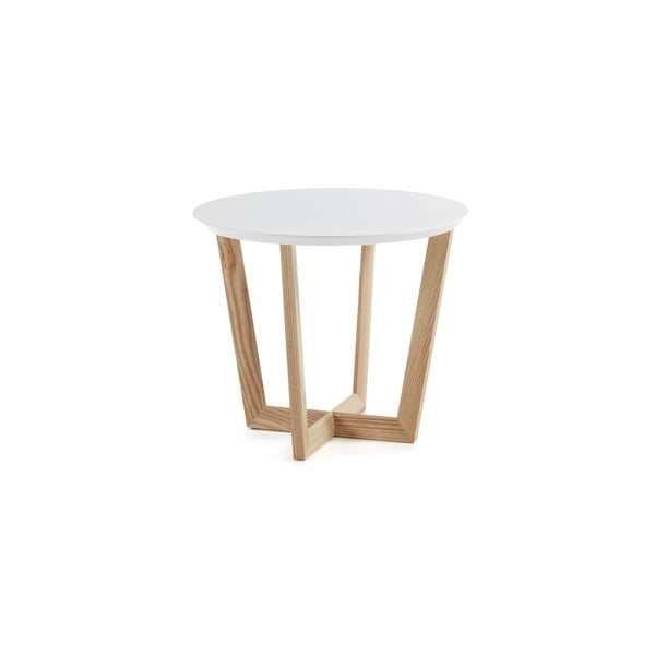 Rondo kőrisfa tárolóasztal fehér asztallappal, ⌀ 60 cm - La Forma