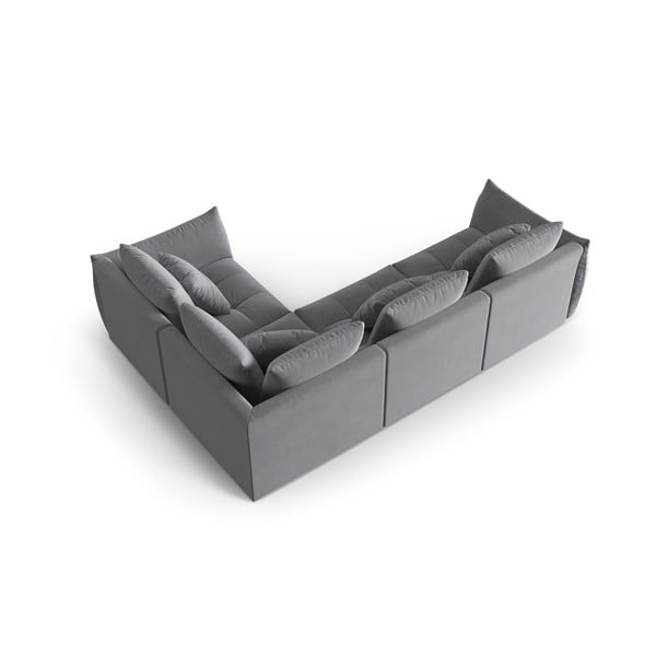 Sötétszürke bársony sarokkanapé (jobb oldali-L alakú) Bloom – Micadoni -image-3