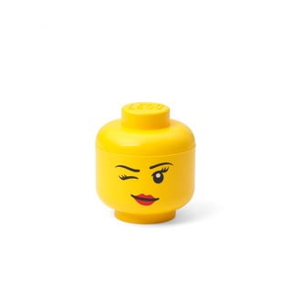 Sárga fej alakú tárolódoboz, kacsintás, 10,5 x 10,6 x 12 cm - LEGO®