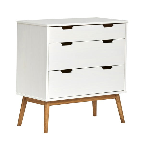 Baku fehér komód tömör borovi fenyőből, szélesség 80 cm - Marckeric-image-2