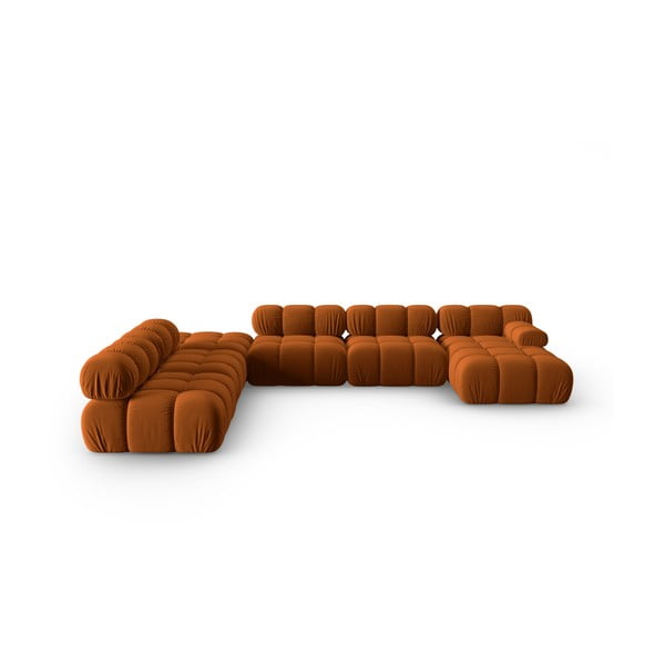 Narancssárga bársony kanapé 379 cm Bellis – Micadoni Home