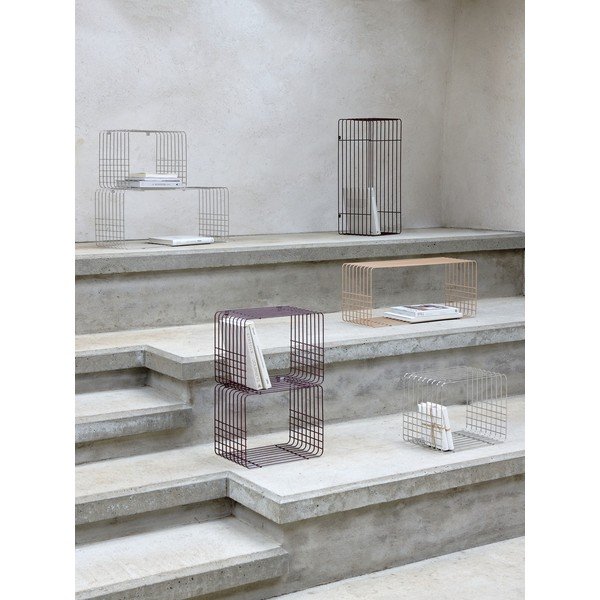 Bézs többszintes fém fali polc 38 cm Wire – Mette Ditmer Denmark-image-1