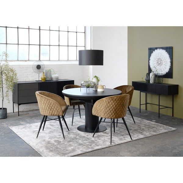 Oxford fekete tölgyfa konzolasztal fém lábakkal, hossz 120 cm - Canett-image-2