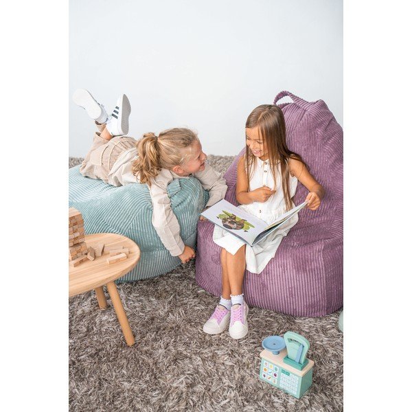 Világosszürke kordbársony gyerek babzsákfotel Game Amuse – SLOWDOWN-image-1