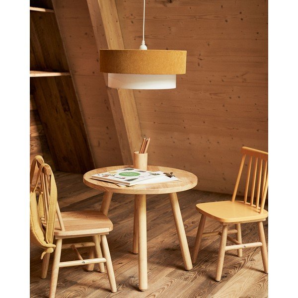 Mustársárga-fehér gyerek lámpa textil búrával Bianella – Kave Home-image-2