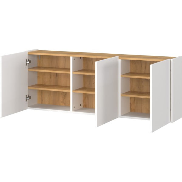 Fehér függő szekrény tölgyfa dekorral 138x52x25 cm Libbiano – Germania-image-3