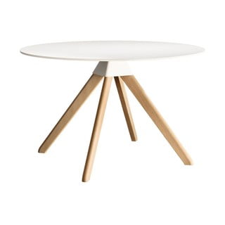 Cuckoo fehér étkezőasztal bükkfa lábakkal, ø 120 cm - Magis
