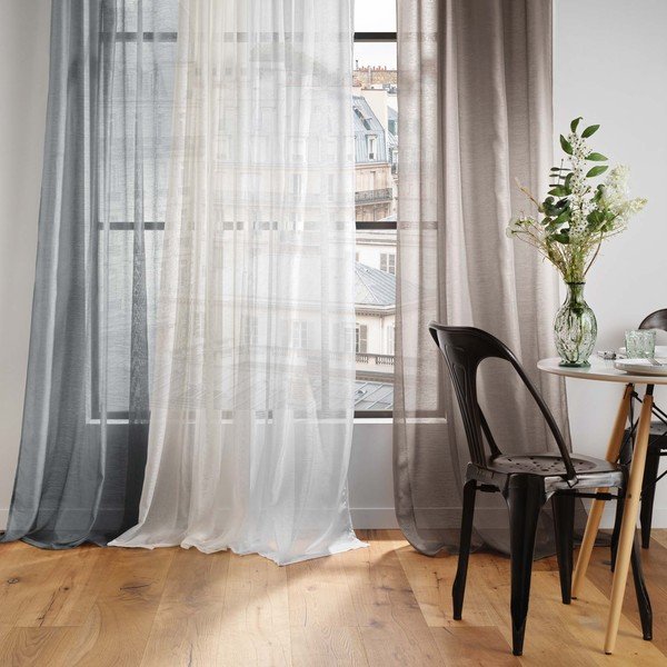 Fehér voile fényáteresztő függöny 140x240 cm Lissea – douceur d'intérieur-image-1