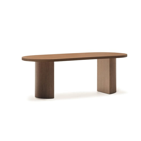 Kerek étkezőasztal diófa dekoros asztallappal 100x200 cm Nealy – Kave Home