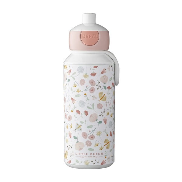 Fehér-világos rózsaszín gyerek ivópalack 400 ml Flowers & butterflies – Mepal