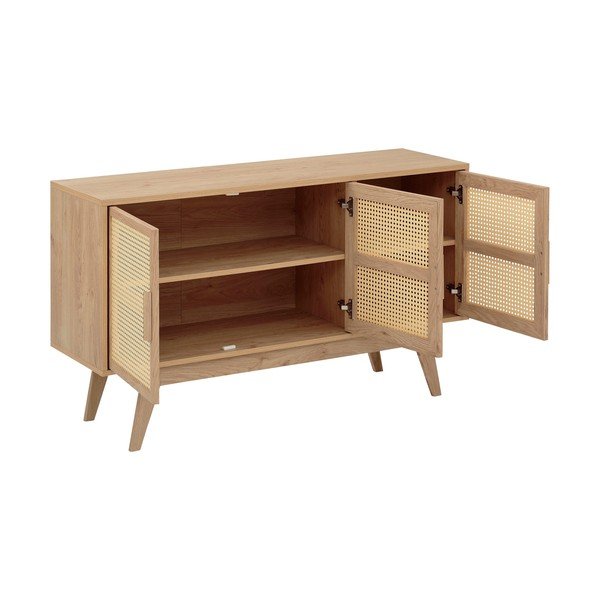 Natúr színű alacsony komód tölgyfa dekorral 128x75 cm Bridget – Støraa-image-3