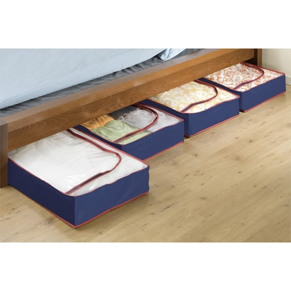 Műanyag ágy alatti tárolódoboz szett 4 db-os 100x45x15 cm Deep Blue – Maximex-image-1