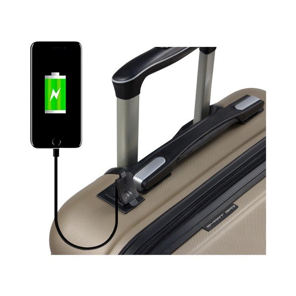 COLORS LASSO Cabin Suitcase aranyszínű gurulós bőrönd USB csatlakozóval - My Valice-image-3