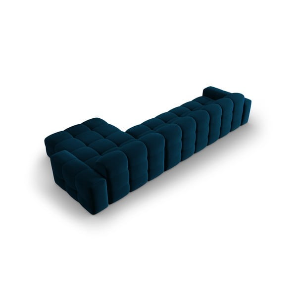 Sötétkék bársony sarokkanapé (jobb oldali) Kendal – Micadoni Home-image-4