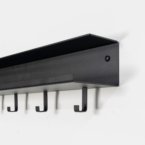 Fekete fém fali fogas polccal 50 cm Easy – Spinder Design-image-4