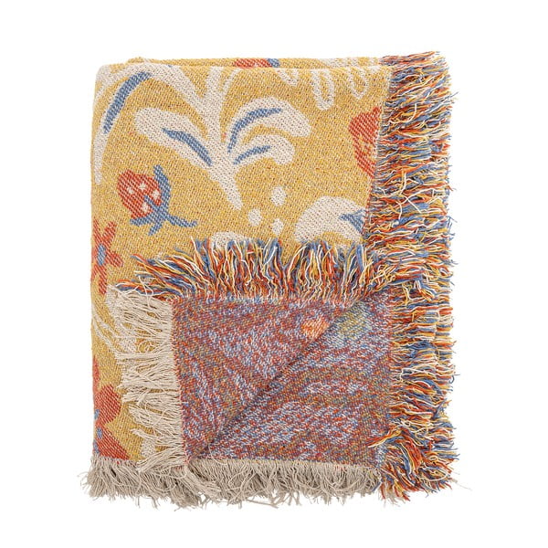 Sárga újrahasznosított pamut takaró 130x160 cm Reims – Bloomingville-image-3