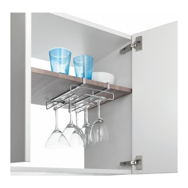 Glass polcra akasztható pohártartó 8 pohárhoz, hosszúság 20 cm - Metaltex-image-2