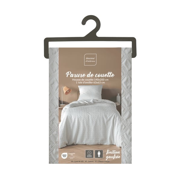 Fehér egyszemélyes mikroszálas ágyneműhuzat 140x200 cm Litea – douceur d'intérieur-image-4