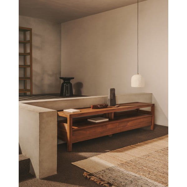 Natúr színű teakfa TV-állvány 200x50 cm Sashi – Kave Home-image-1