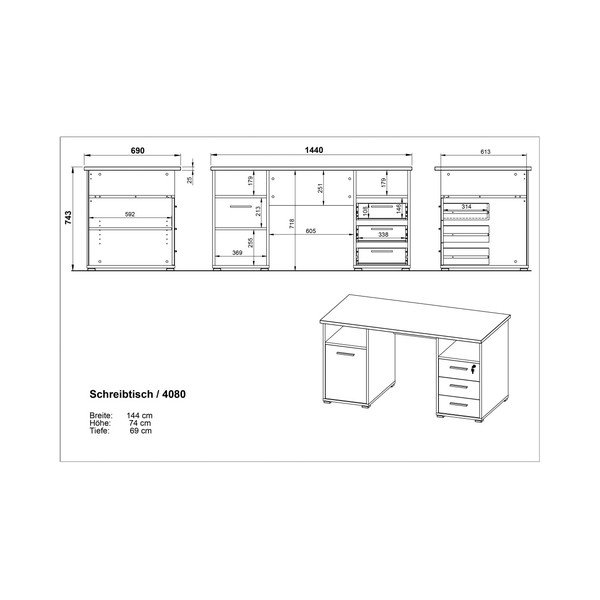 Desk tölgyfamintás íróasztal - Germania-image-3