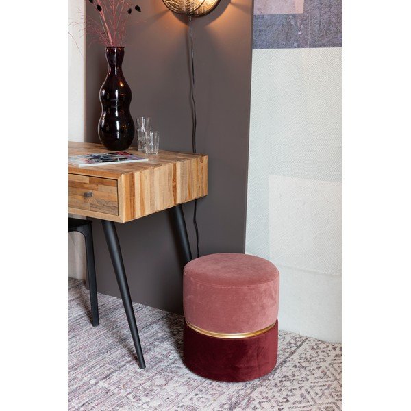 Piros-rózsaszín bársony puff Bubbly – White Label-image-1