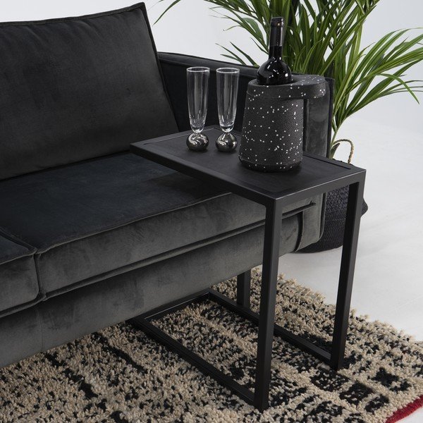 Tárolóasztal tölgyfa asztallappal 50x30 cm Daniël – Spinder Design-image-1