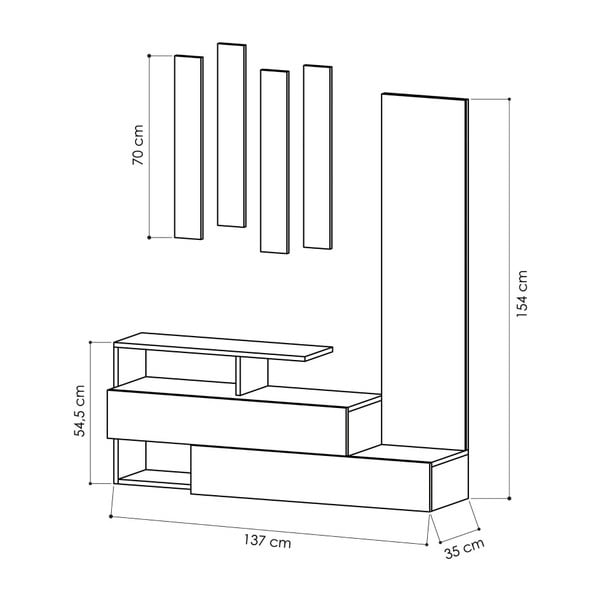 Ramda Oak cipősszekrény, tükörrel és fali akasztóval-image-2