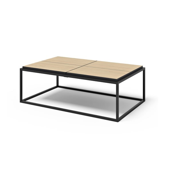 Fekete-natúr színű dohányzóasztal tölgyfa dekoros asztallappal 75x120 cm Douro – TemaHome-image-2