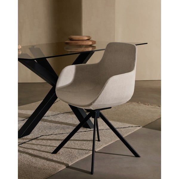 Bézs kárpitozott karfás étkezőfotel szett 2 db-os Tissiana – Kave Home-image-1