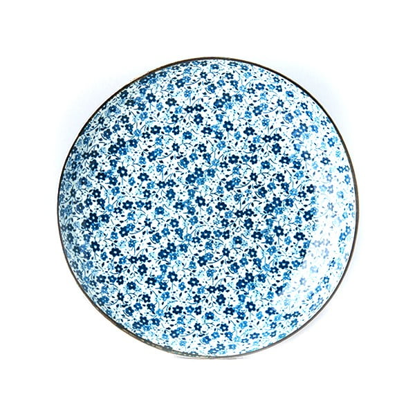 Daisy kék-fehér kerámia tányér, ø 23 cm - MIJ