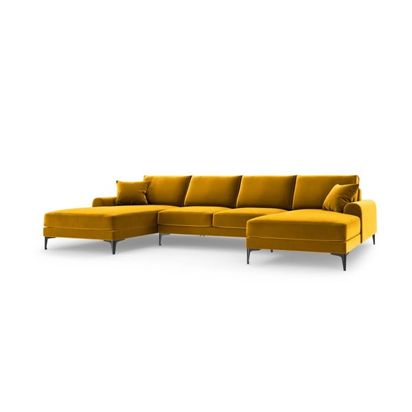 Madara sárga bársony U alakú kanapé - Mazzini Sofas-image-2