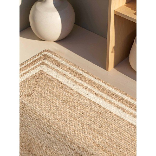 Krémszínű-natúr színű kétoldalas-kézi szövésű juta szőnyeg 120x170 cm Jutta – Hanse Home-image-2