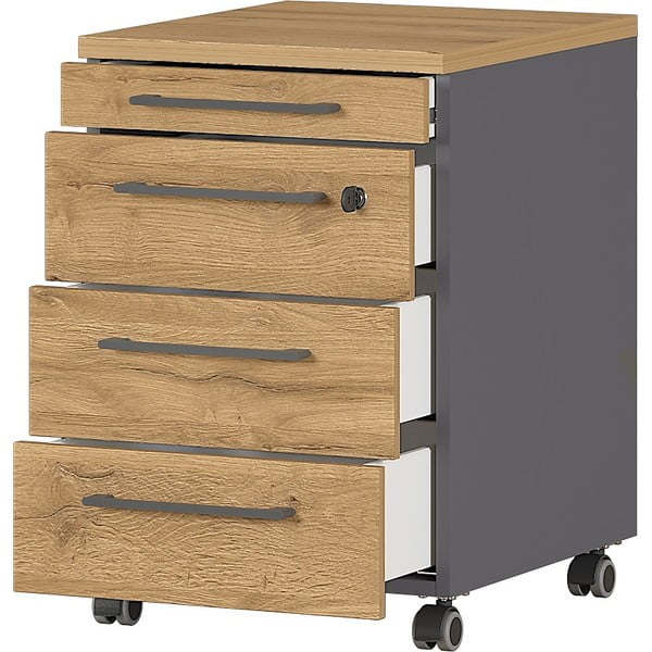 Antracitszürke-natúr színű szekrény tölgyfa dekorral 42x61 cm Agenda – Germania-image-1