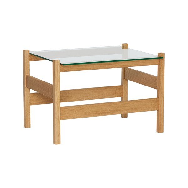 Natúr színű dohányzóasztal üveg asztallappal 52x66 cm Ledge – Hübsch-image-3