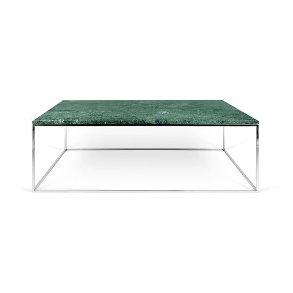 Gleam zöld, márvány dohányzóasztal krómozott lábakkal, 75 x 120 cm - TemaHome